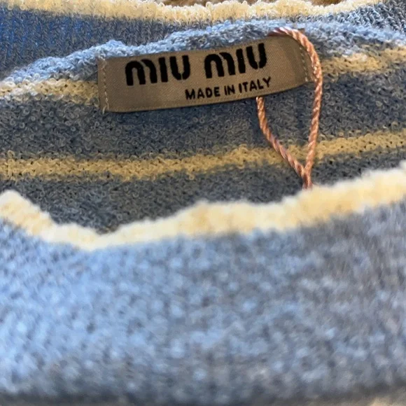 Miu Miu Blue and White Striped Sweater - Picture 2 of 6